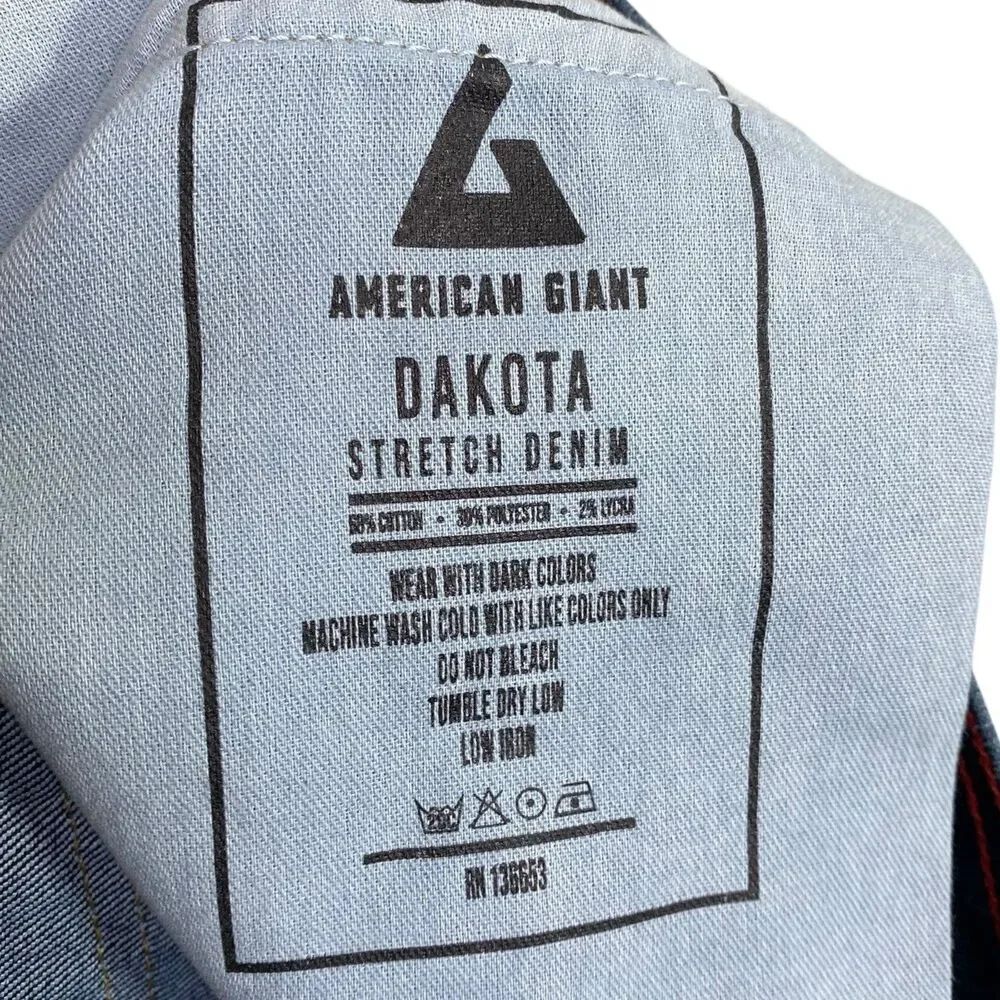 American Giant Dakota Straight Jeans Mens 38x32 Blue Denim Dark Vintage Wash NEW